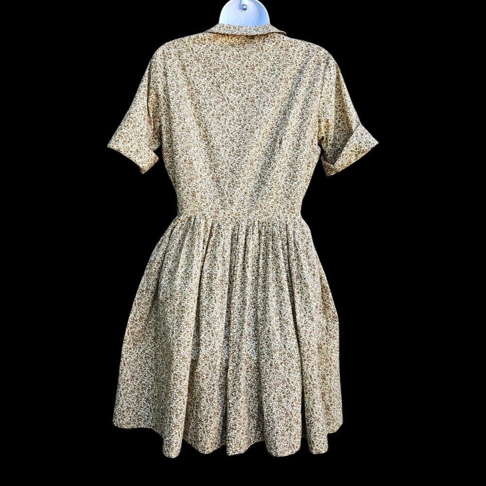 Vintage 1950s Carol Brent Cotton Shirt Dress XS Tiny Waist Hourglass - Picture 6 of 14